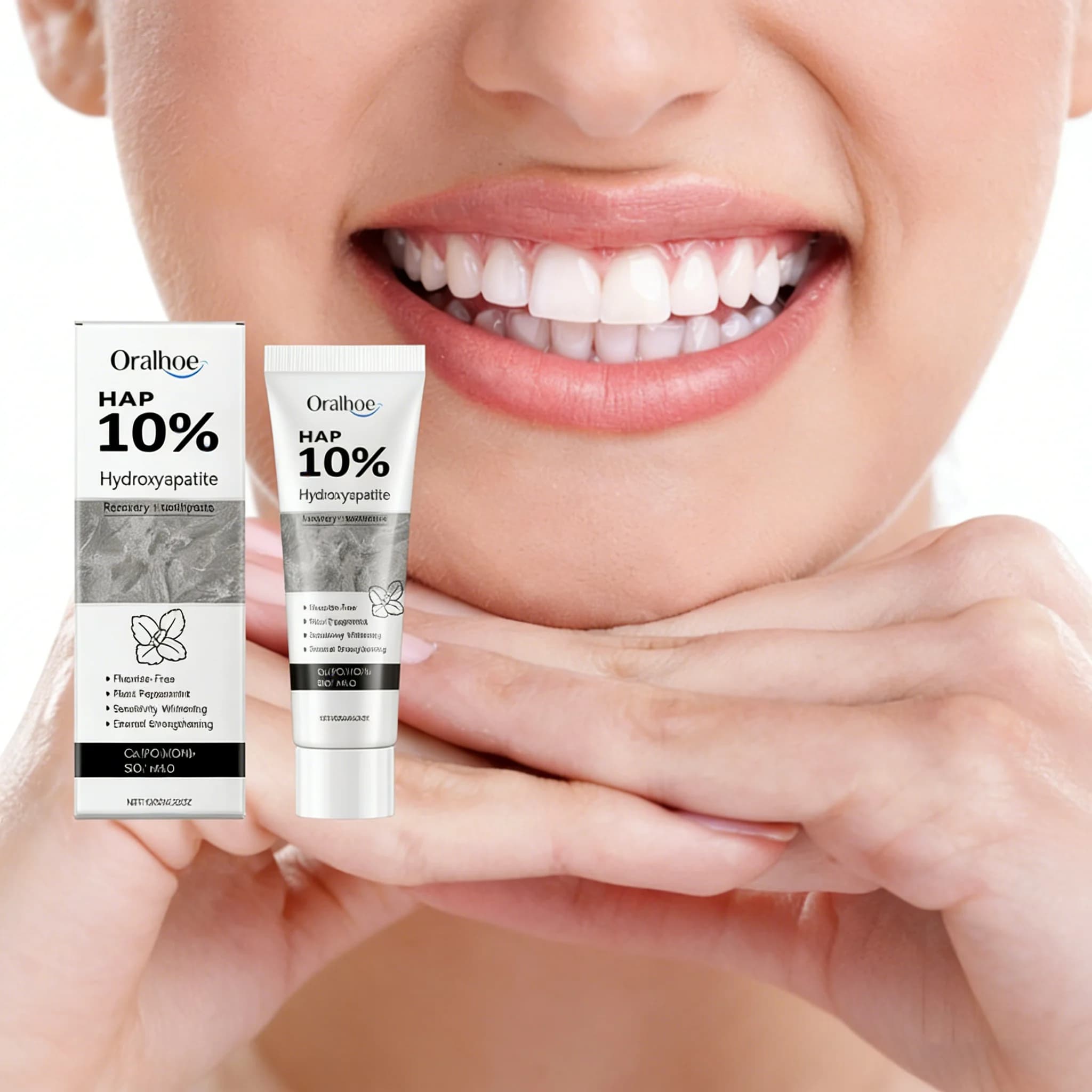 Dentifricio senza fluoro idrosapatite Rimuovi macchie Placca Sbiancamento dei denti Pulito Prevenire l'alitosi Dentifricio al gusto di menta