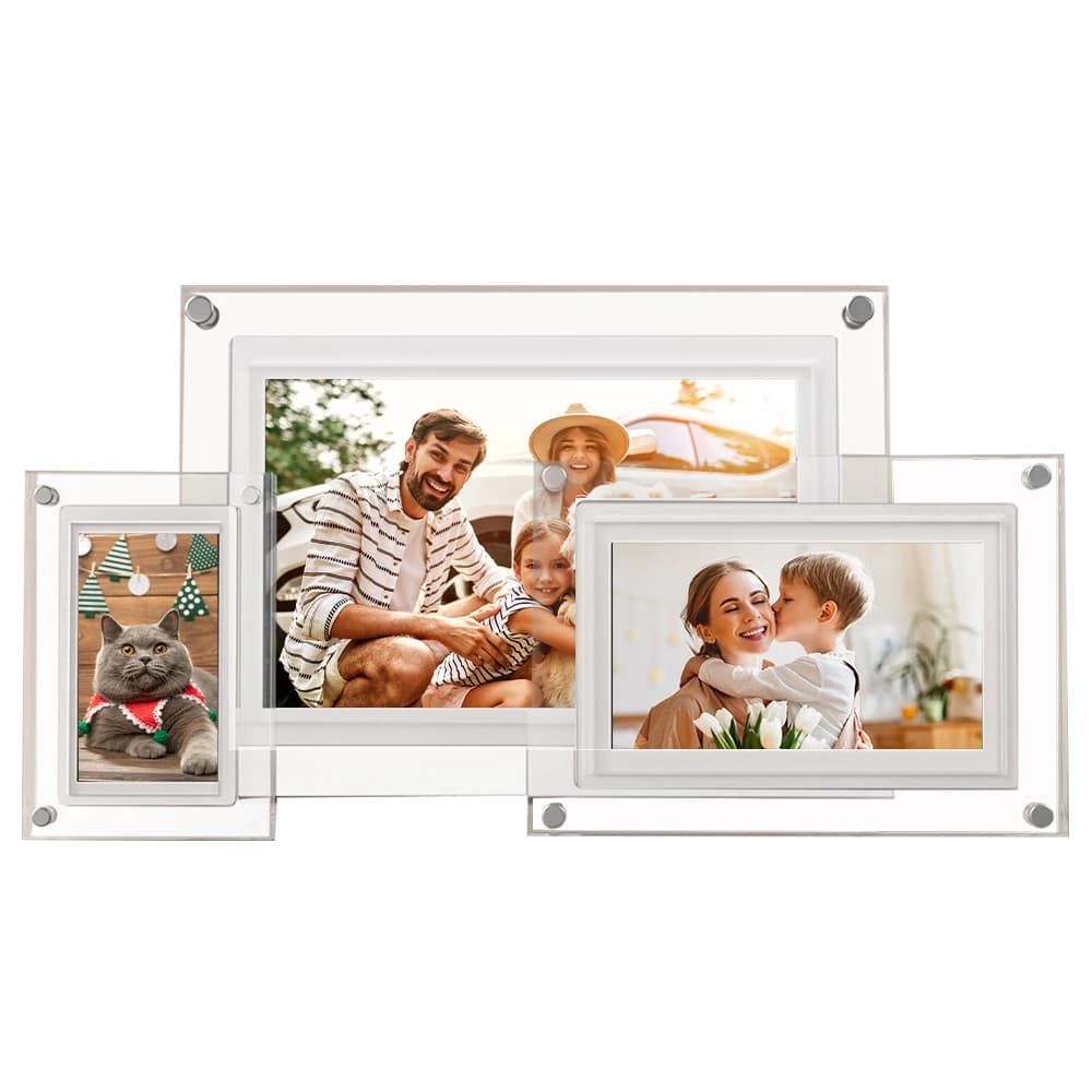 10.1 Inch WiFi Acrylic LCD Digital Photo Frame with Video Playback (MP4) Touchscreen MP3 & Wireless Charger 1280x800