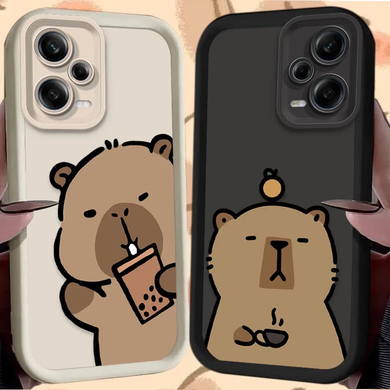 Custodia per telefono con simpatico cartone animato di Capibara per Xiaomi Redmi Note 14 14S 12 11 Pro Plus 5G 12S 11S 10S 10 9 Redmi 14C 13C 12C 12 4G A3 A3X