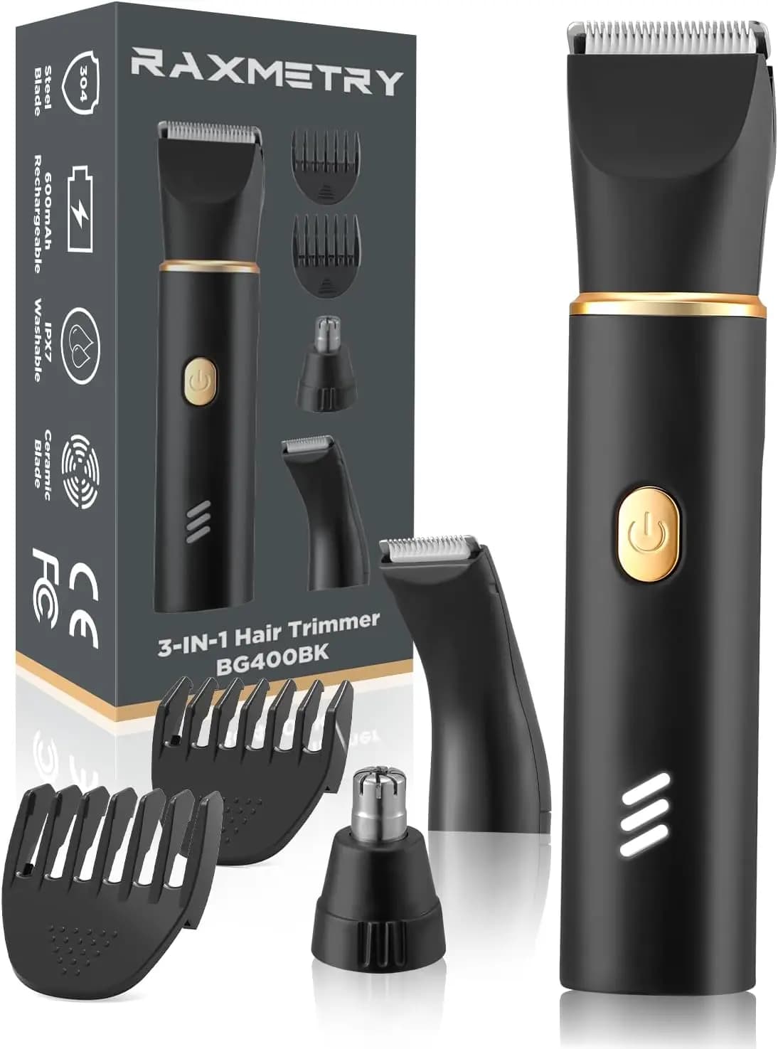 3-in-1 Electric Razor Waterproof for Men, USB-C Rechargeable, Versatile Trimmer for Barba/Petto/Pubica/Naso