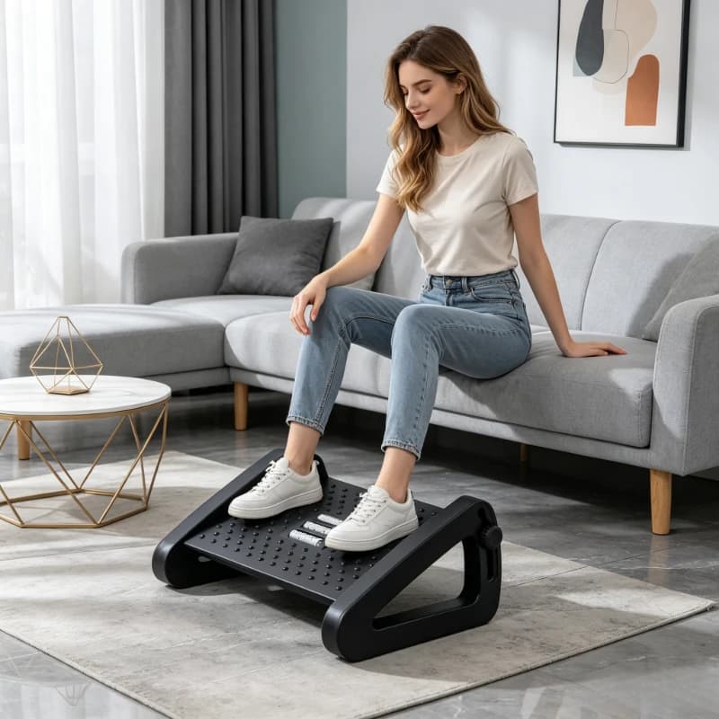 Poggiapiedi Triangolare Regolabile Nero, Supporto Ergonomico per Piedi Sotto la Scrivania, Cuscino Portatile Comfort per Ufficio, Camera da Letto, Casa e Tempo Libero