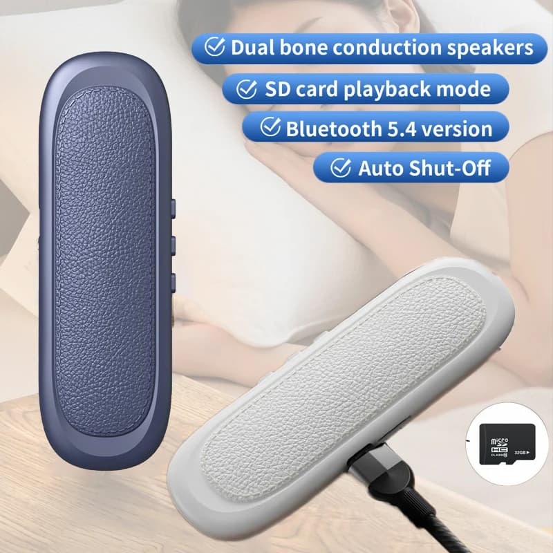 Altoparlante Bluetooth a conduzione ossea sotto il cuscino Aiuto per il sonno Soundbar Lettore musicale MP3 wireless Riproduzione di schede TF 30/60 minuti Spetta temporizzata