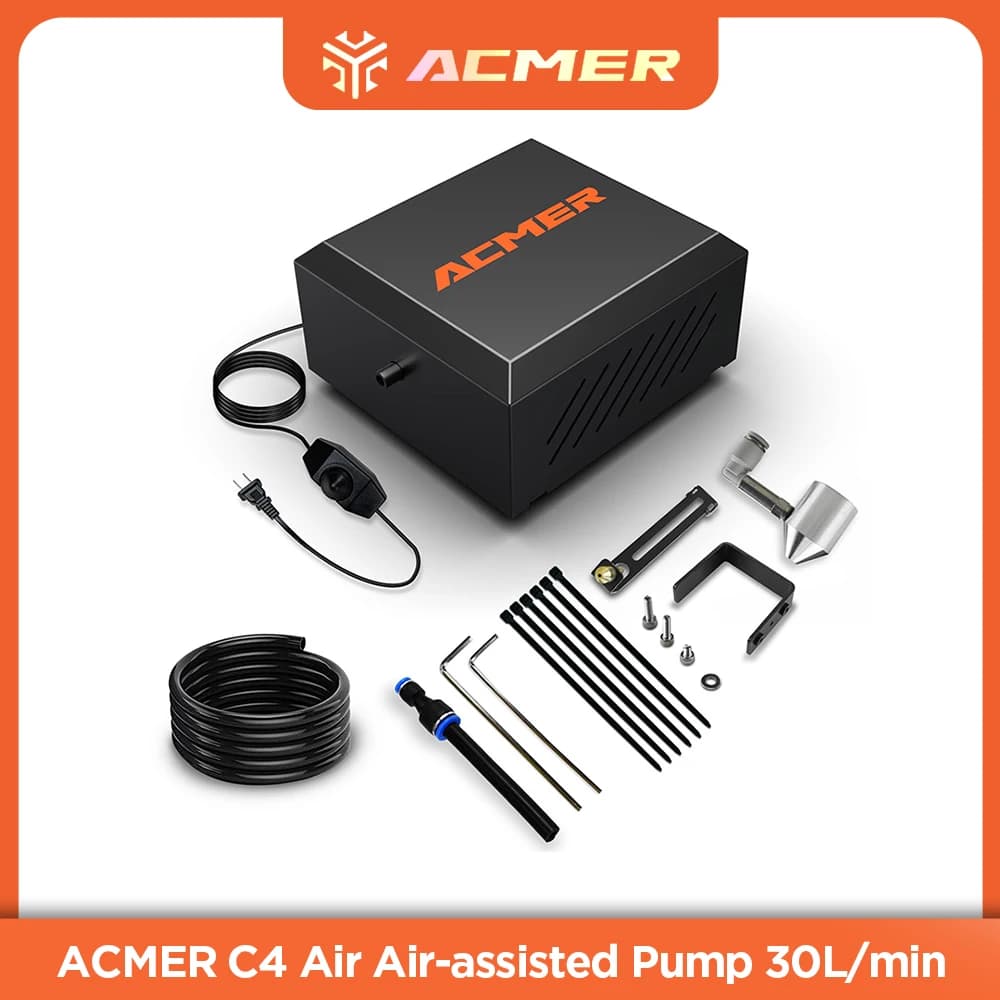 ACMER C4 air pump with 30L/min compressor, adjustable air pump for CNC engraving and laser cutting machines
