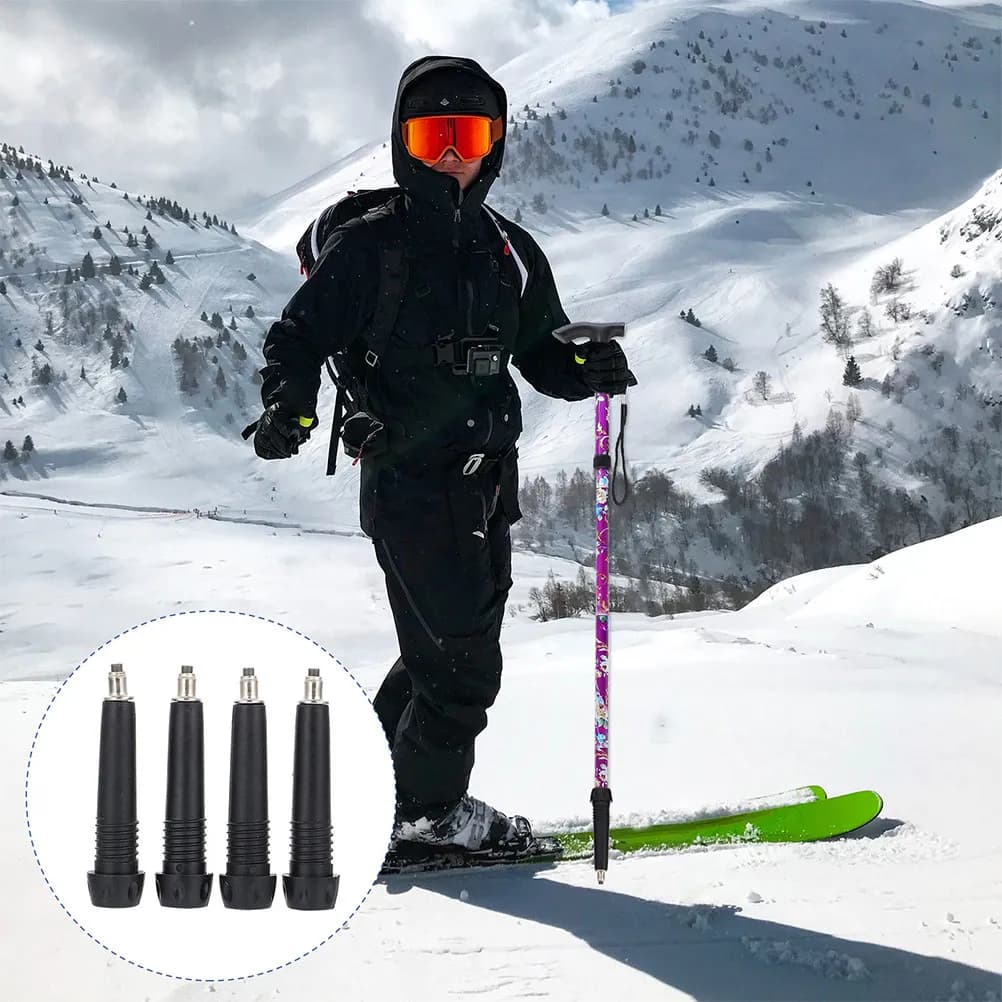 5pcs Tungsten Steel Trekking Pole Tips Hiking Poles Replacement Universal Carbide Walking Stick Cane Rubber Tip