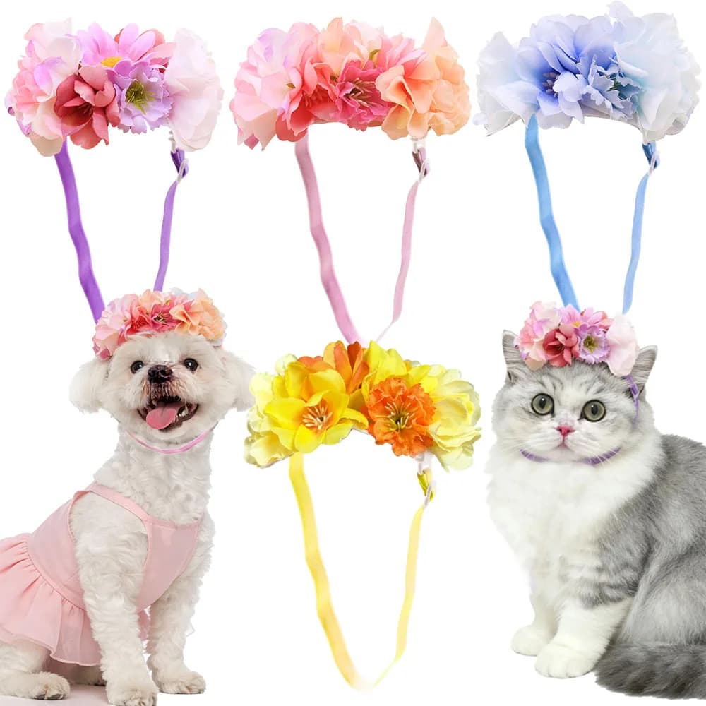 20 Pezzi Fiocchi per Cani Fatti a Mano, Fiocchi Regolabili a Forma di Fiore per Cuccioli, Accessori Primaverili ed Estivi per la Toelettatura di Cani e Gatti
