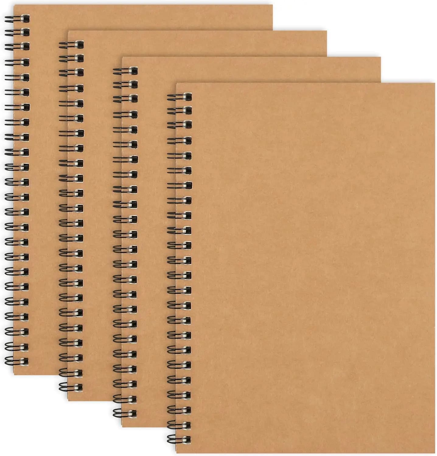 4 Pack A5 Blank Spiral Notebooks Sketchbooks 5.5x8.3in 100gsm Unlined Journals for Drawing Art Students Office
