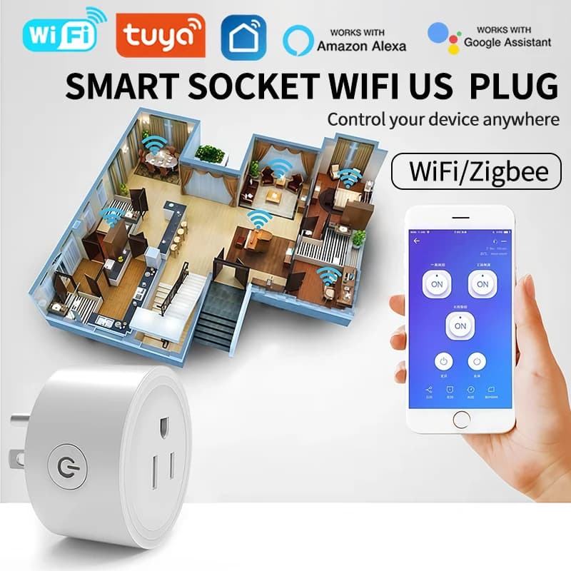 Smart Plug WiFi con monitoraggio energetico Controllo vocale Alexa Google Home -App Tuya, funzione timer-uscita standard USA