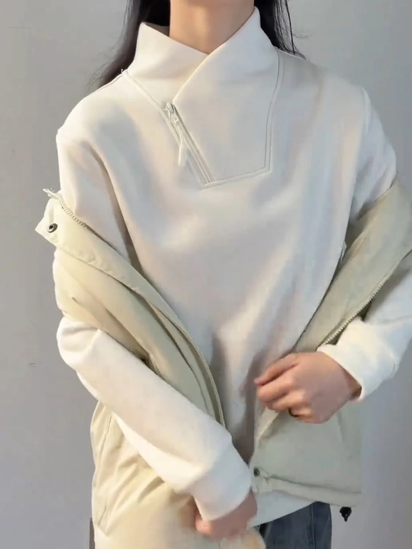 Felpa con cappuccio Cleanfit con cerniera, foderata in pile, a maniche lunghe, collo alto, autunno inverno, comoda in poliestere