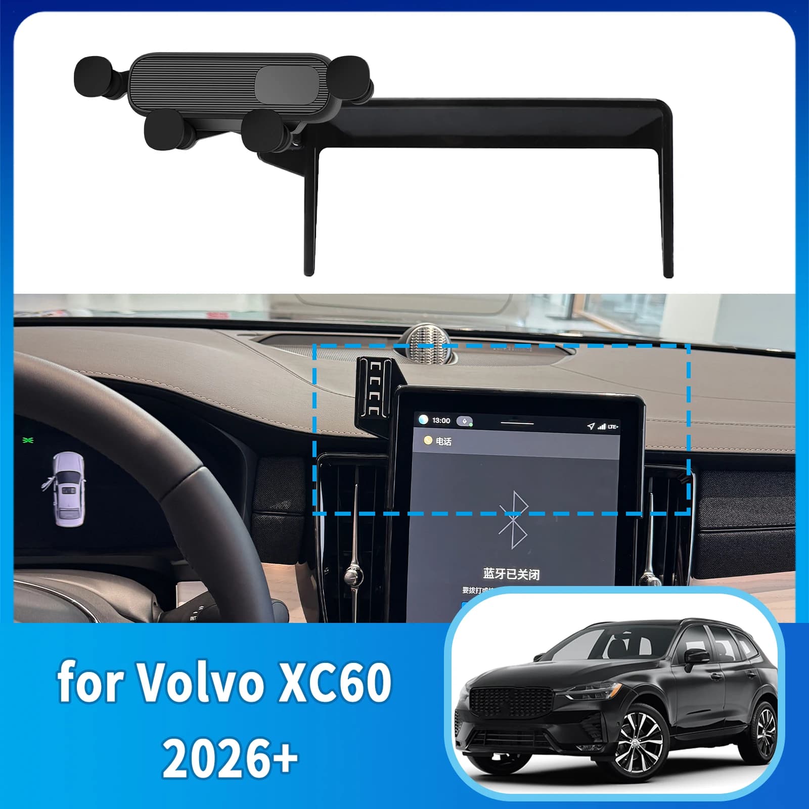 Supporto per telefono cellulare per auto adatto per Volvo XC60 2026+ Staffa GPS Accessori Supporto di navigazione Auto