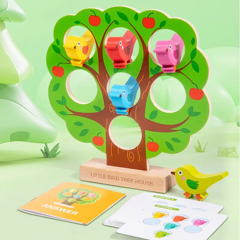 Montessori Wooden Little Bird's Home Puzzle Game Early Educational Fine Motor Training Matching Game Kids' Interactive Toy Gifts