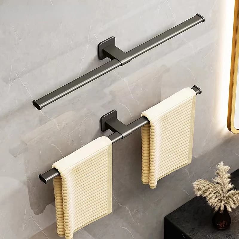 Black Aluminum Bar Paper Rack Room Coat Hook Bathroom Accessories Clothes Shelf