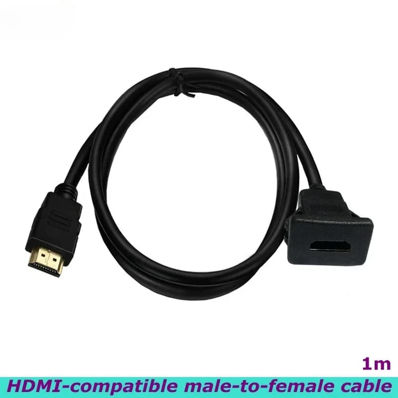 Cavo dati di collegamento display video HD 4K compatibile HDMI maschio-femmina, montaggio da incasso sul cruscotto, cavo impermeabile per montaggio a pannello, S