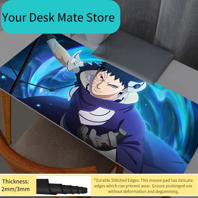 Tappetino per mouse grande Naruto Obito Uchiha, tappetini da scrivania per ufficio, accessori per giochi per PC, tappetino per mouse XXL, tappetino per tastiera per laptop, tappetini per mouse