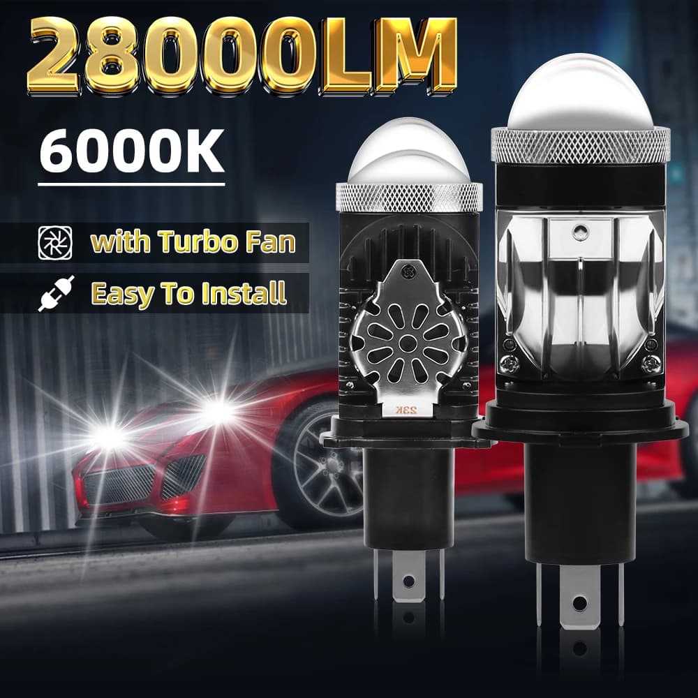 Mini proiettore LED Lampadine per fari H4 9003 HB2 Faro per auto con fascio Hi/Lo DC12V Accessori auto