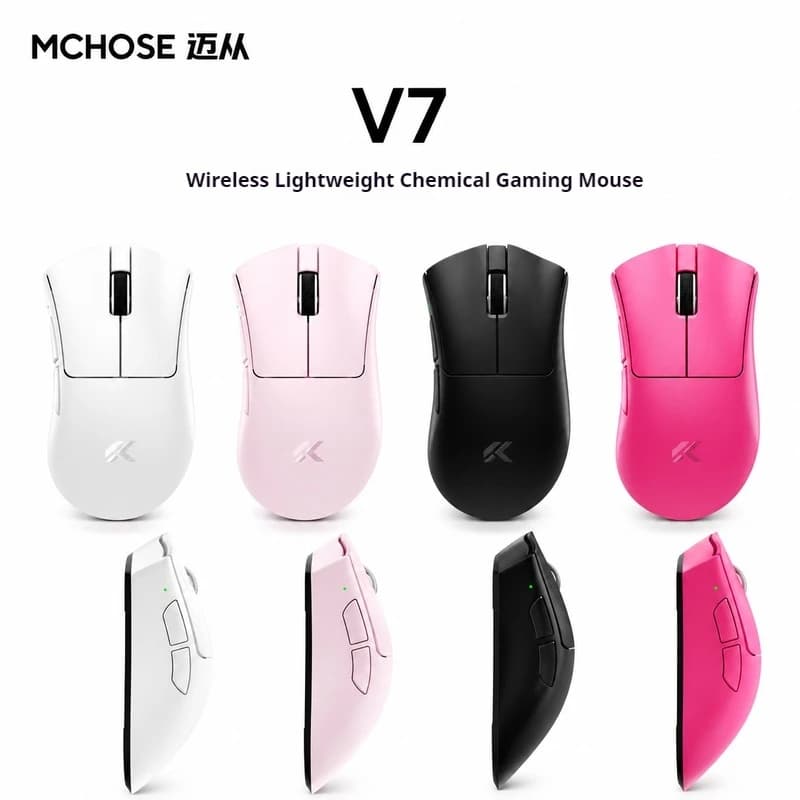 Mchose V7 Tri Mode Wireless Gaming Mouse Paw3395 Sensor Low Latency Ergonomic For Office Gamer Medium Large Hands