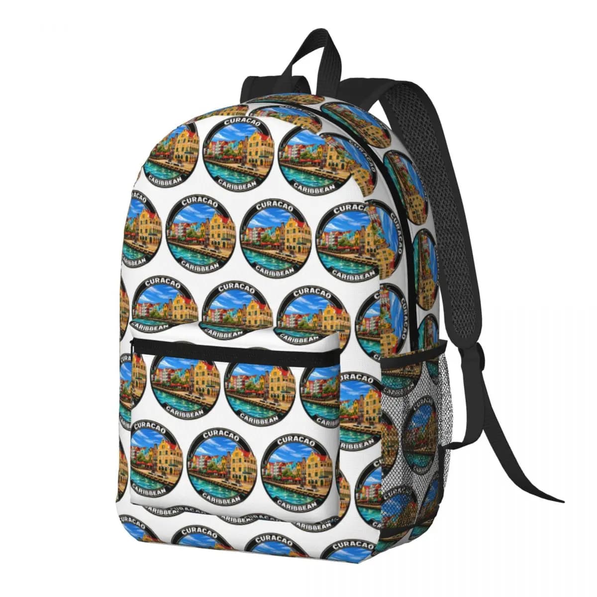 Curacao - Zaino caribico per bambini, borsa per libri, borsa da scuola, borse a tracolla per uomo e donna