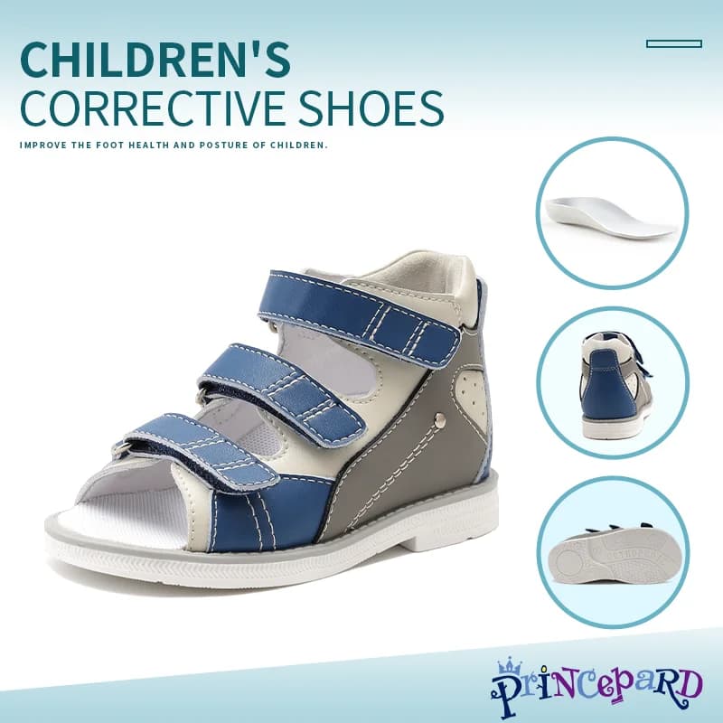 Sandali ortopedici per bambini piccoli, scarpe correttive con caviglia posteriore alta, sandalo ortopedico simile al tutore di supporto per la prima camminata