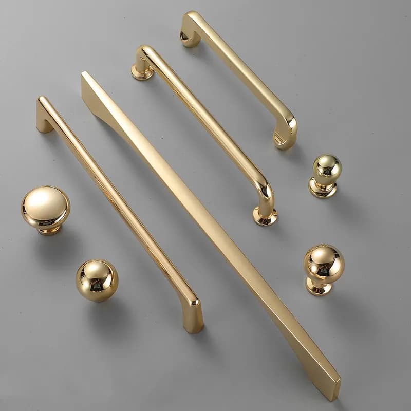 Zinc Alloy Bright Gold Kitchen Cabinet Door Handle Modern Cabinet Knobs Furniture Drawer Pulls Handles Home Hardware