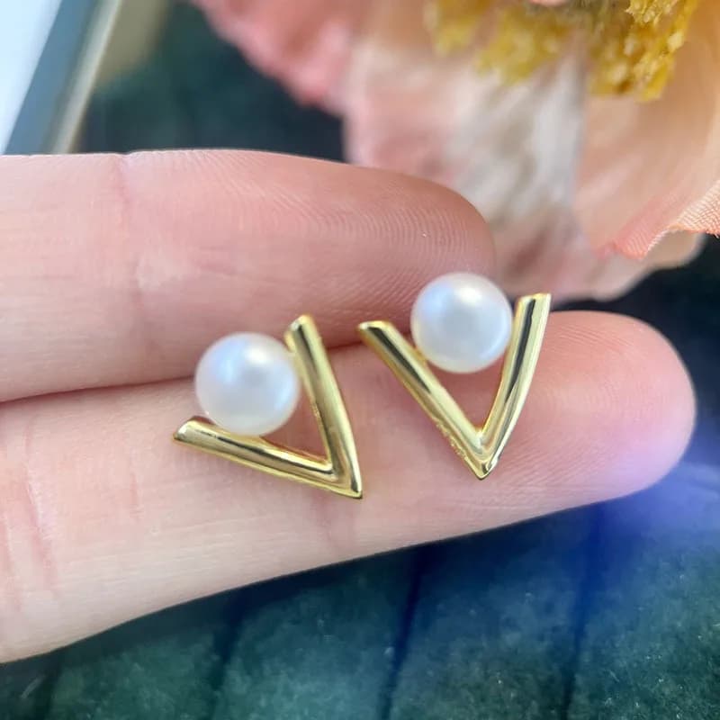 E009 Gold Plated Copper S925 Sterling Silver Needle Pearl Stud Earrings Findings Jewelry Making DIY Jewelry Accessories