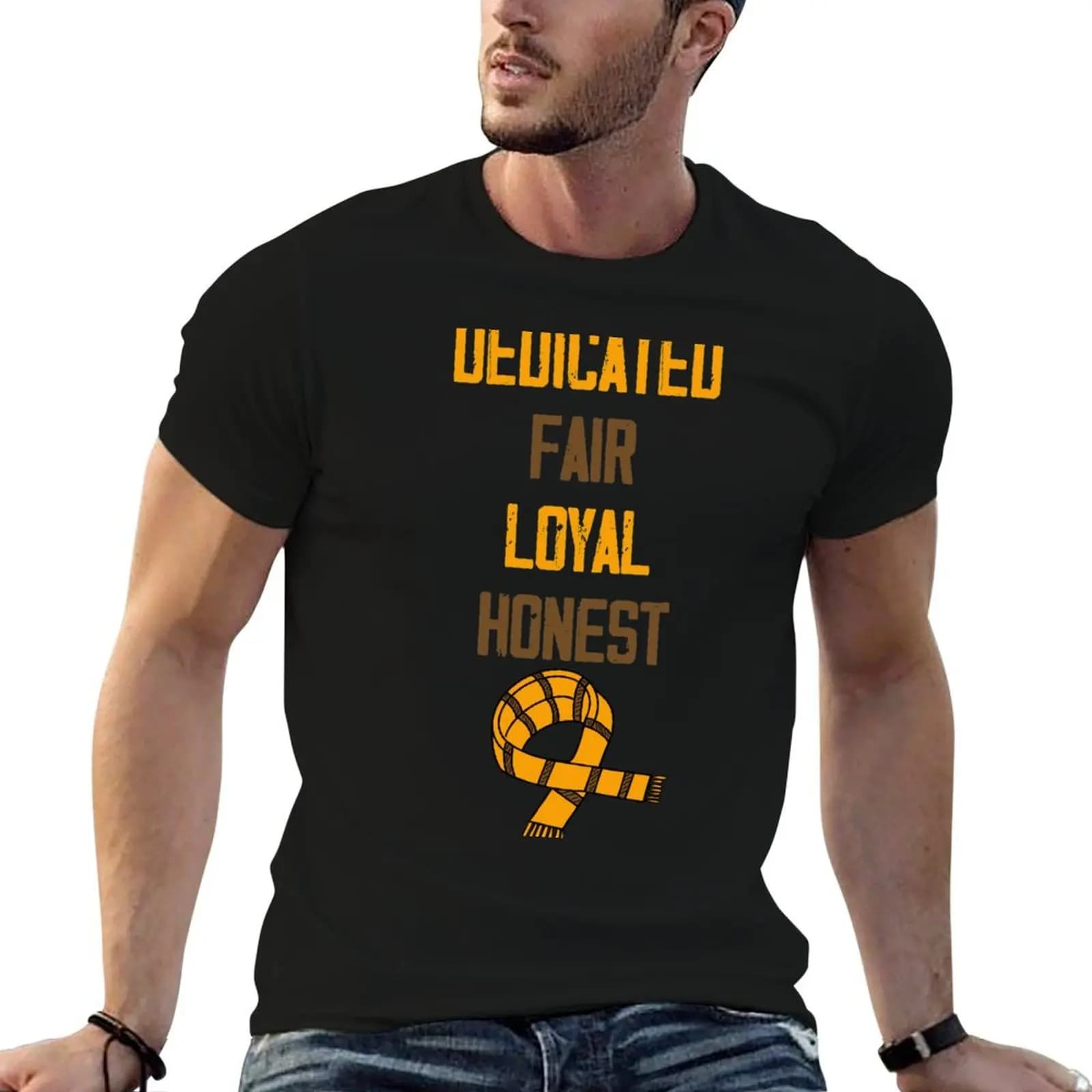 T-shirt Dedicata Fair Loyal Honest Scarf 2, t-shirt con stampe, confezione di t-shirt in cotone, t-shirt 100% cotone