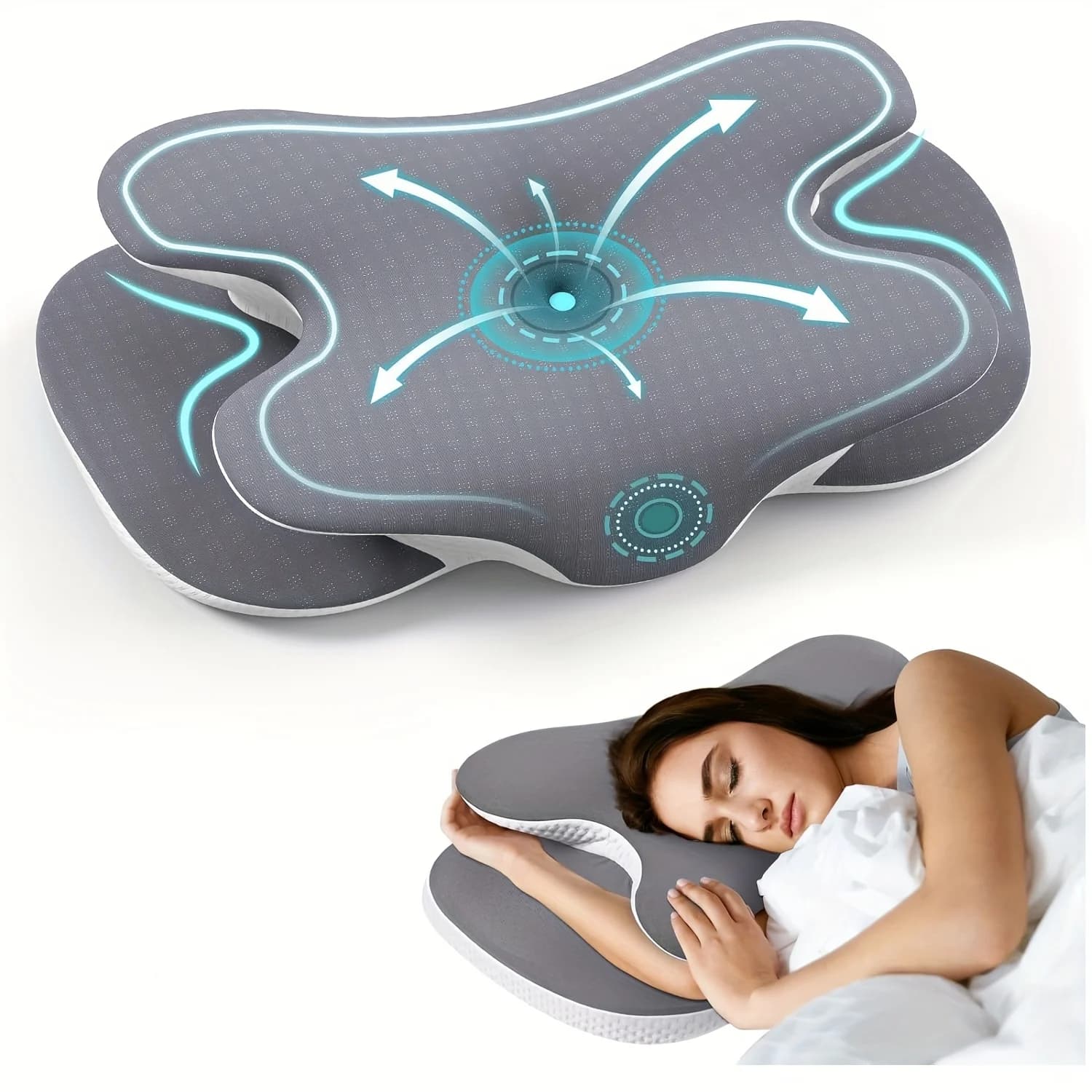 Cervical Neck Pillow & Shoulder Pillows | and Ergonomic Design, Odorless with Cooling Silk Cover, Soft & Firm Support for Side, Back Sleepers, Ideal for Relaxing Sleep, Gifts for Parents and Friends, Grey