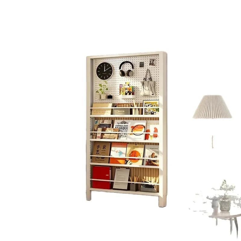 Slim Wrought Iron Over Door Rack with Curtain No Drill Wall Mount Multi Tier Narrow Storage Shelf for Small Spaces