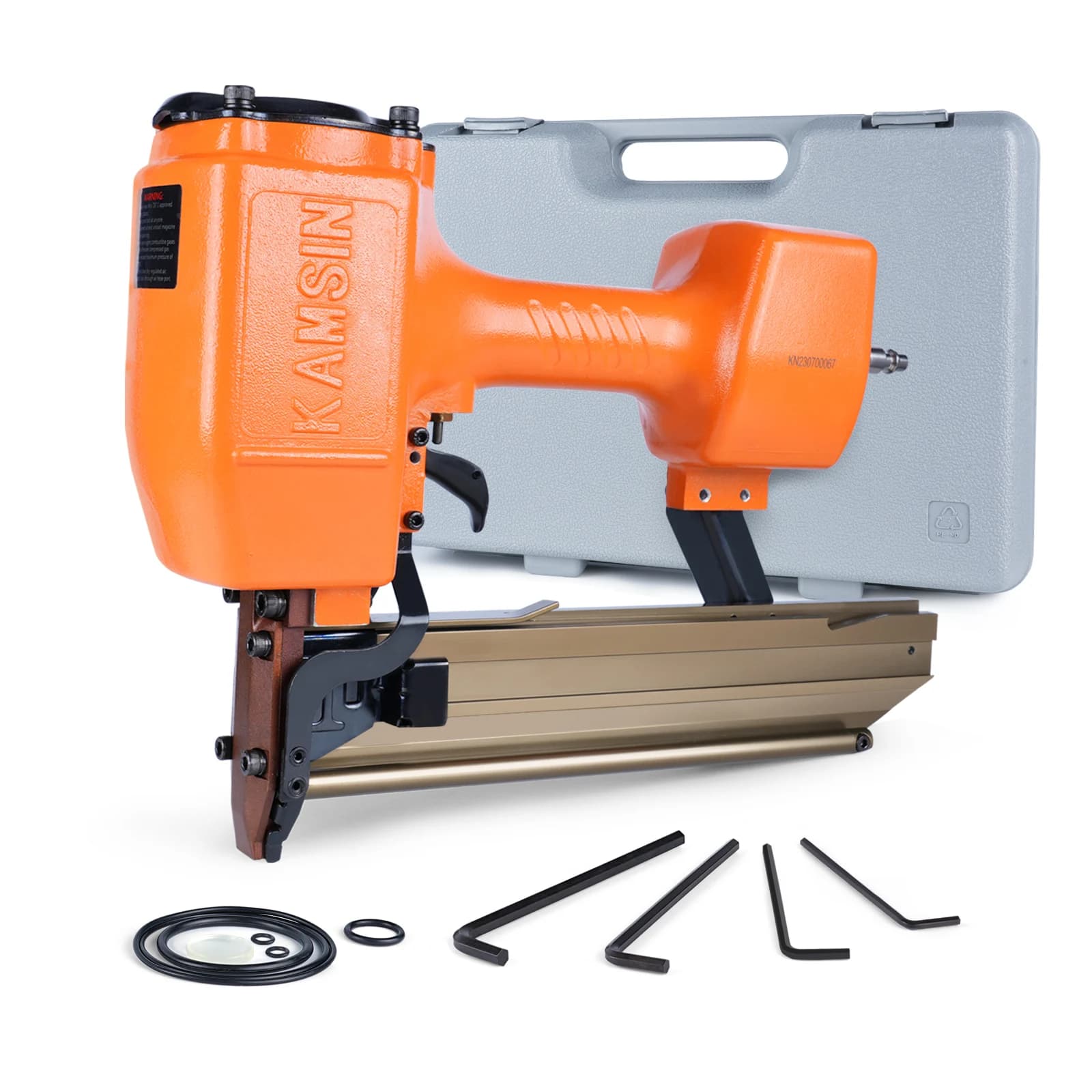 Chiodatrice Pneumatica KAMSIN 16 Gauge N851 per Chiodi in Filo d'Acciaio, per Telai in Legno, Scatole e Contenitori, 16 Chiodi