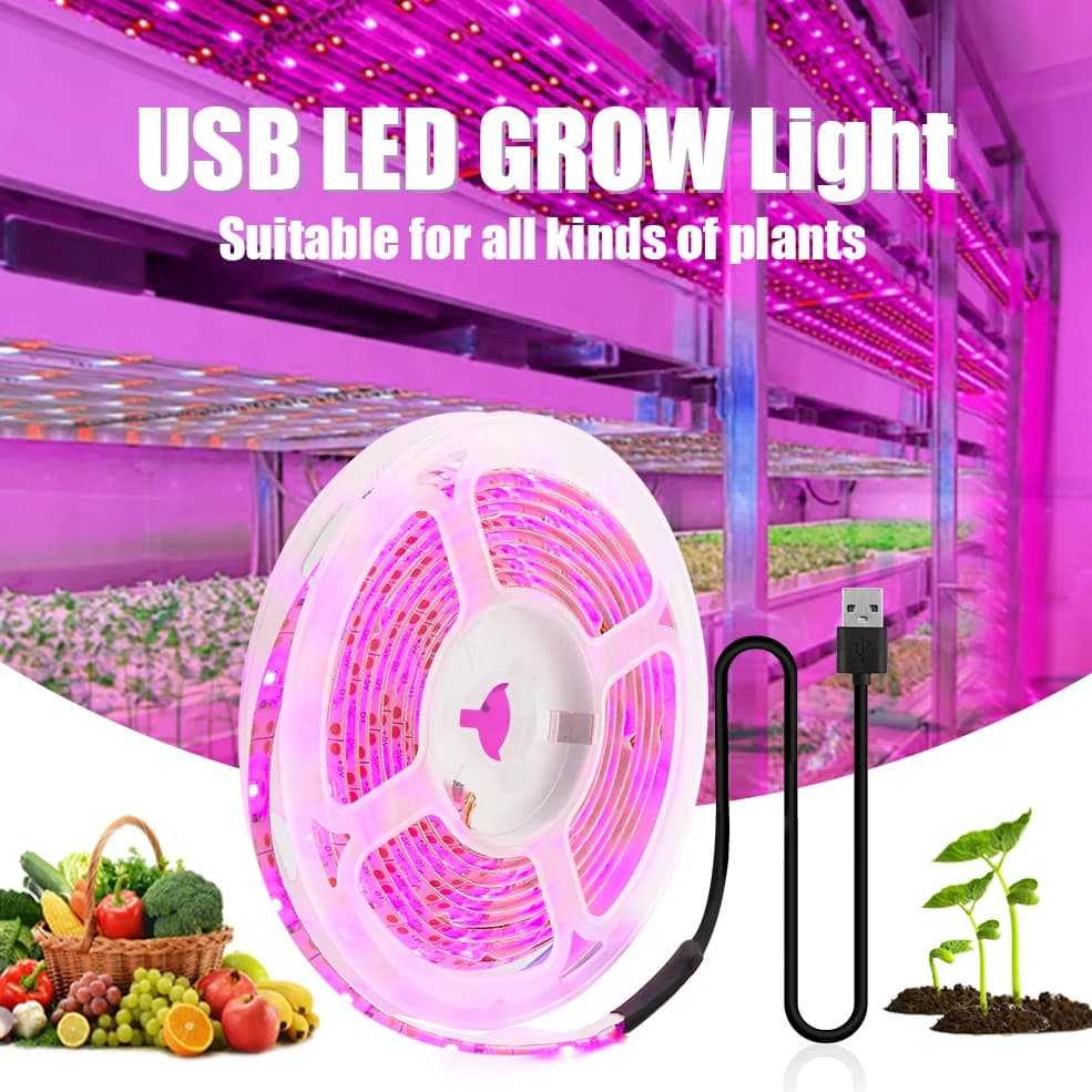 DC 5V USB Led Plant Grows Lights Full Spectrum Phyto Lamp 2m 3m Strip For Semi Flower Green Tent Hydroponic Plants Lighting
