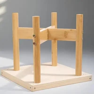 1Set Bamboo Pet Bowl Support Rack Dog Elevated Food Stand Cat Feeder Holder Neck Protection Feeding Accessory Dog Food Stand