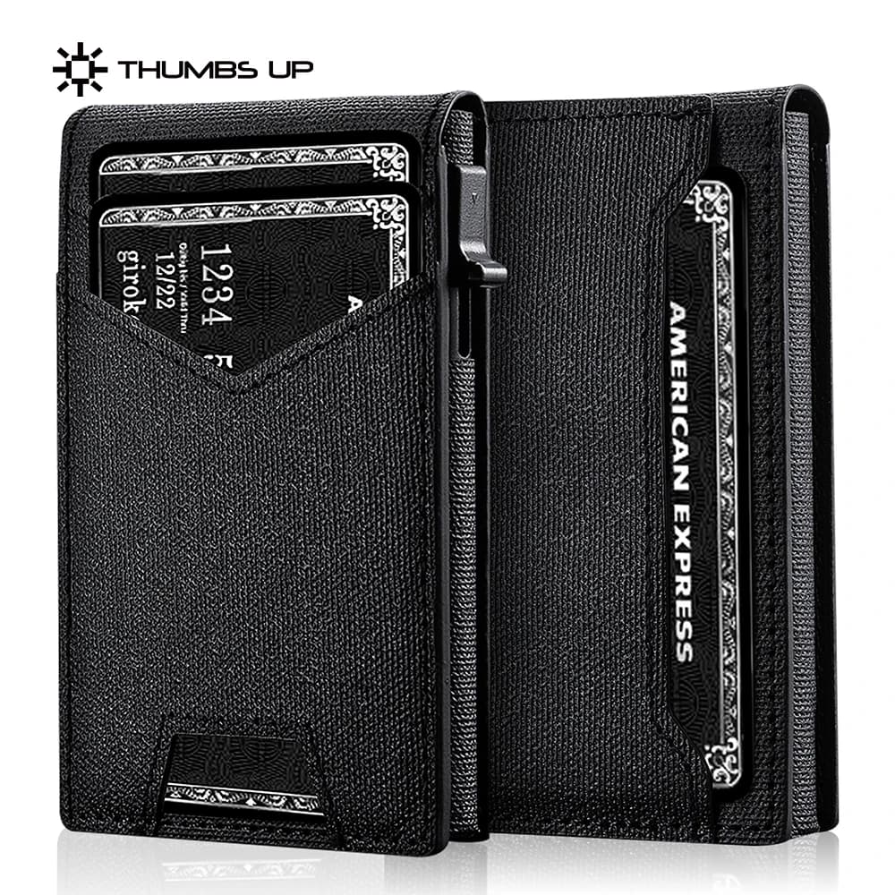 IWANTTI Minimalist Slim Cardholder for Men, Premium Fabric Wallet with Card Ejector, RFID Blocking Front Pocket Stylish Design