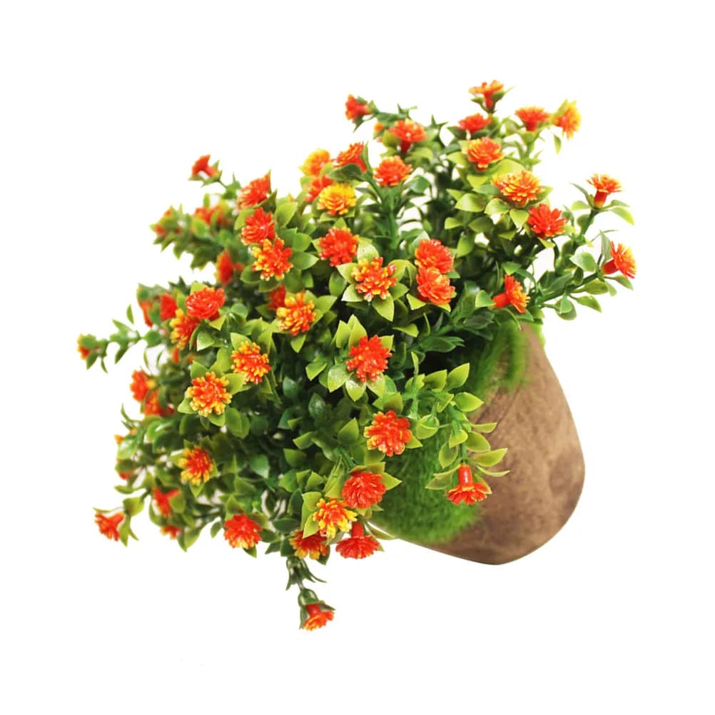 Artificial Plants Simulated Decorative Bonsai Plastic Flower Orange for Home Office Windowsill Table Decoration Relaxing Eye