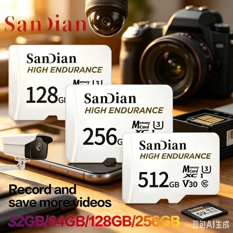 2026 V30 U3 C10 128GB Micro TF SD Card Long Recording Card For Dashcam Home Monitor