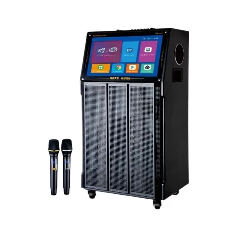 K15 Deflettore Avec Micro Sans Fil Bocina Con Pantalla Video Karaoke Macchina con Schermo Altavoz De Karaoke Con Pantallas