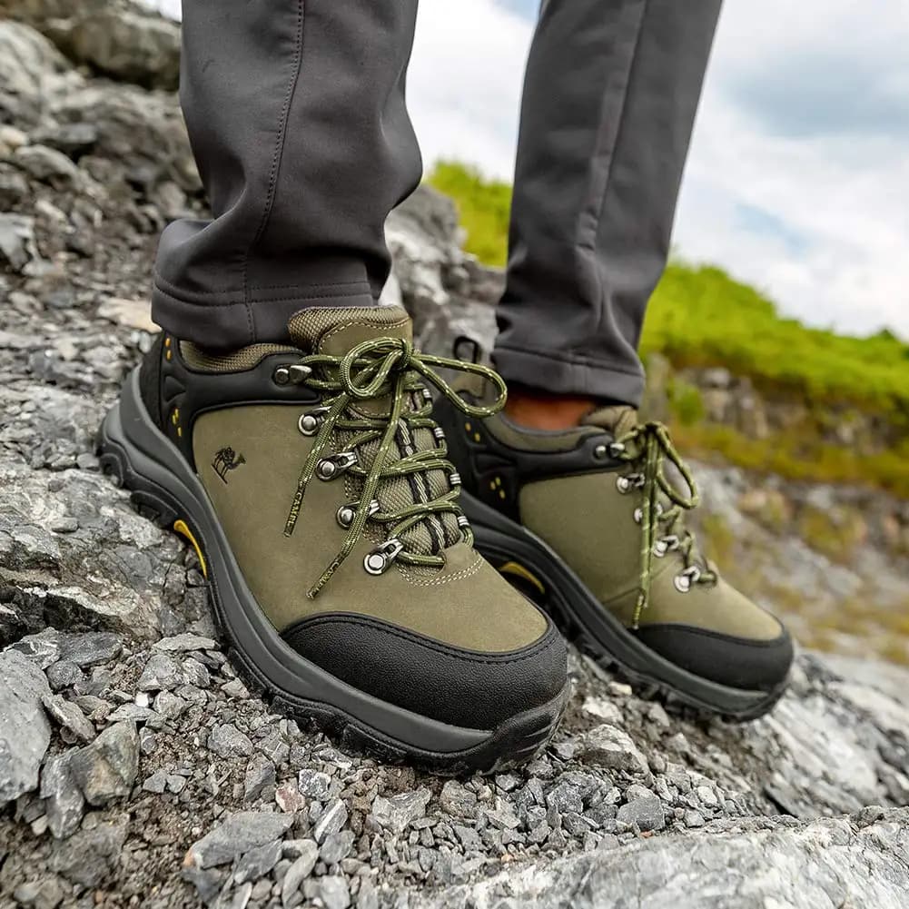 GOLDEN CAMEL Scarpe da Trekking per Uomo, Impermeabili, Stivali da Escursionismo Bassi in Pelle, Sneakers da Passeggio Maschili, Nuove