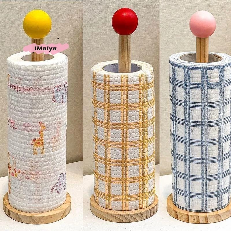 Portarotolo M-Wood da terra antiscivolo, porta salviette e porta rotoli di carta resistente per tavolo da pranzo