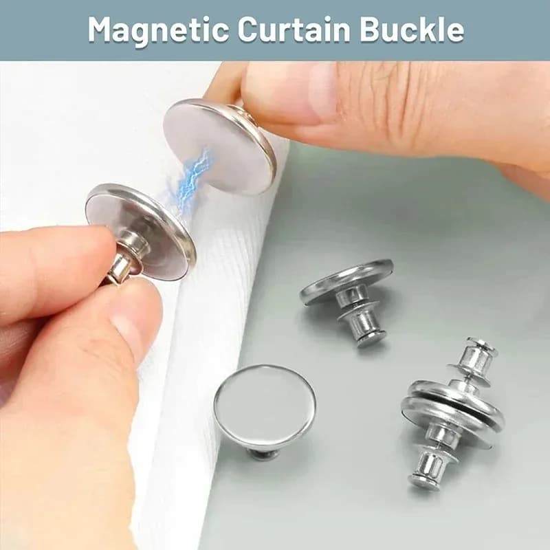 2 paia di clip magnetiche per tende, chiusura senza spazi vuoti per tende oscuranti, installazione senza attrezzi e fissaggio anti-perdita di luce regolabile