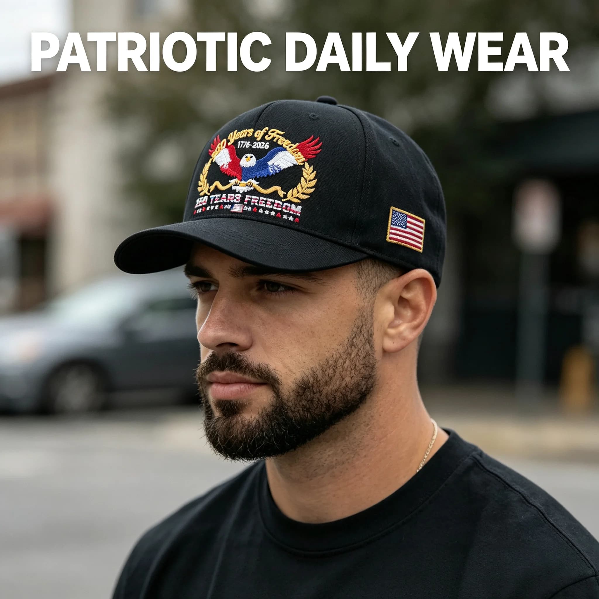 250 Years of Freedom Eagle Baseball Cap 1776-2026 USA Patriotic Hat Velcro Adjustable Cotton Curved Brim Unisex Cap Independence