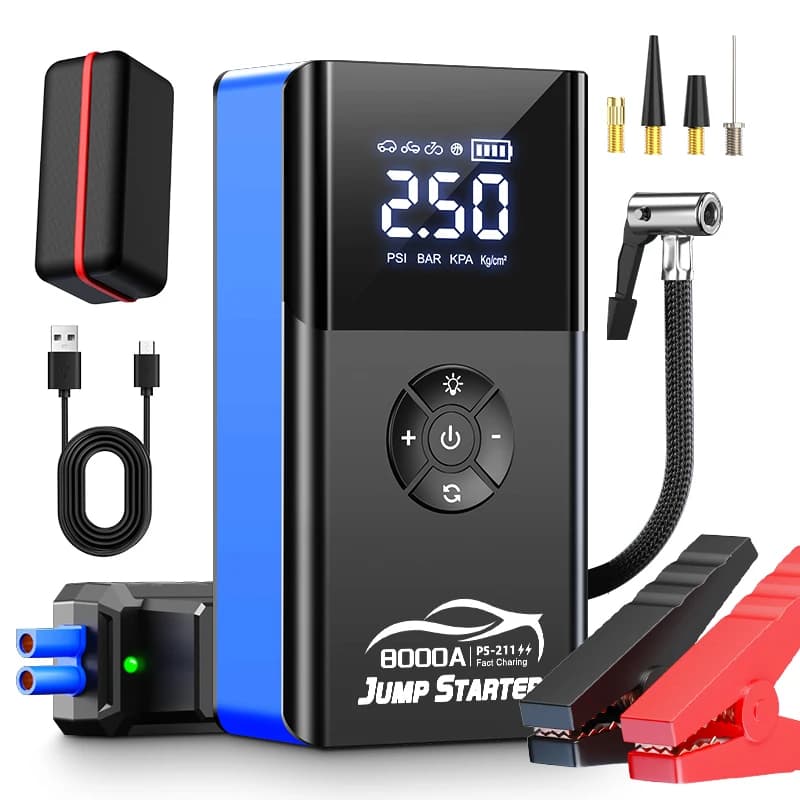 8000a Amp 180Psi Emergency Auto Multifunction 12v Battery Booster Inflator for Pneumatic Super Compressor Air Pump Battery