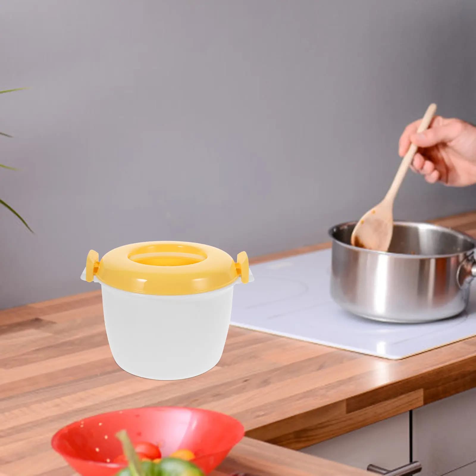Cuociriso a Microonde 1.5L, Contenitore per Riso, Pollo, Verdure, Pasta, Design Lunch Box per Insegnanti e Studenti