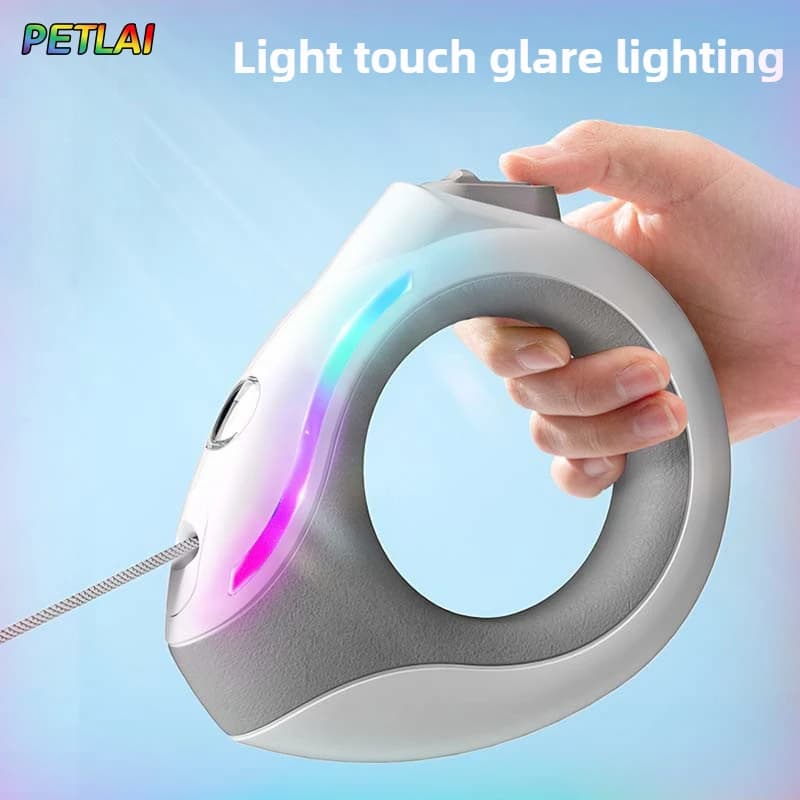 Guinzaglio retrattile automatico illuminato circolare a mani libere per cani, nuovo stile, pettorine per cani con luce respiratoria colorata per passeggiate notturne