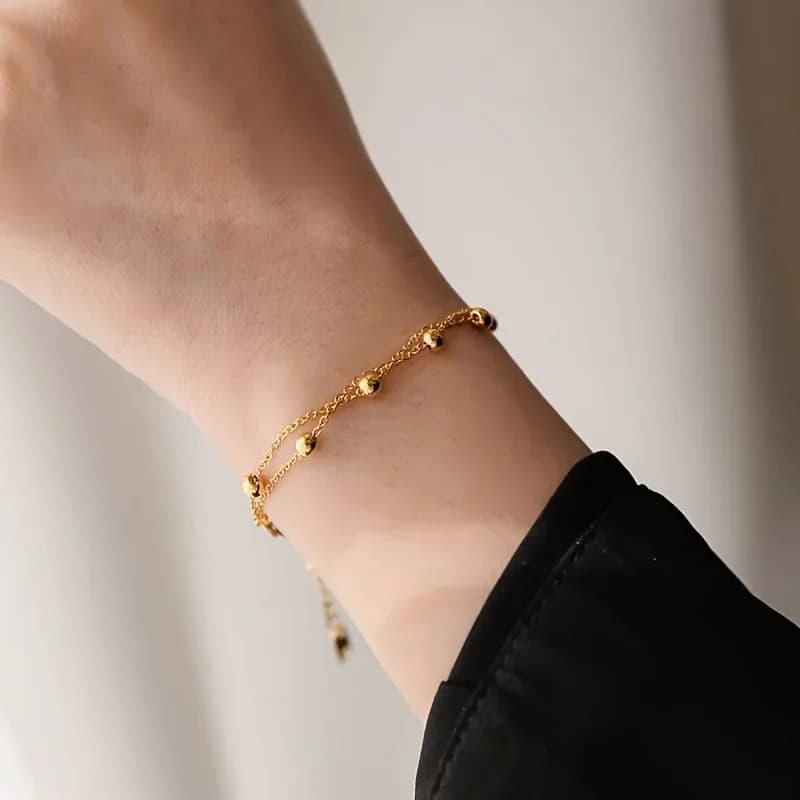 Braccialetti casual da donna alla moda con doppia perline, accessori decorativi, regali per le vacanze