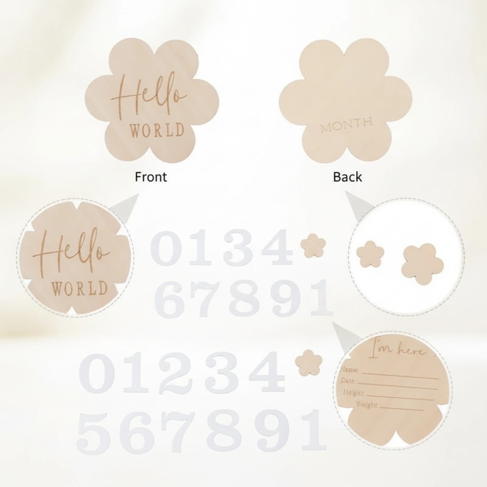 Wooden Milestone Board Writable Baby Announcement Sign Milestone Board with Bag Reusable Signs Eco-Friendly