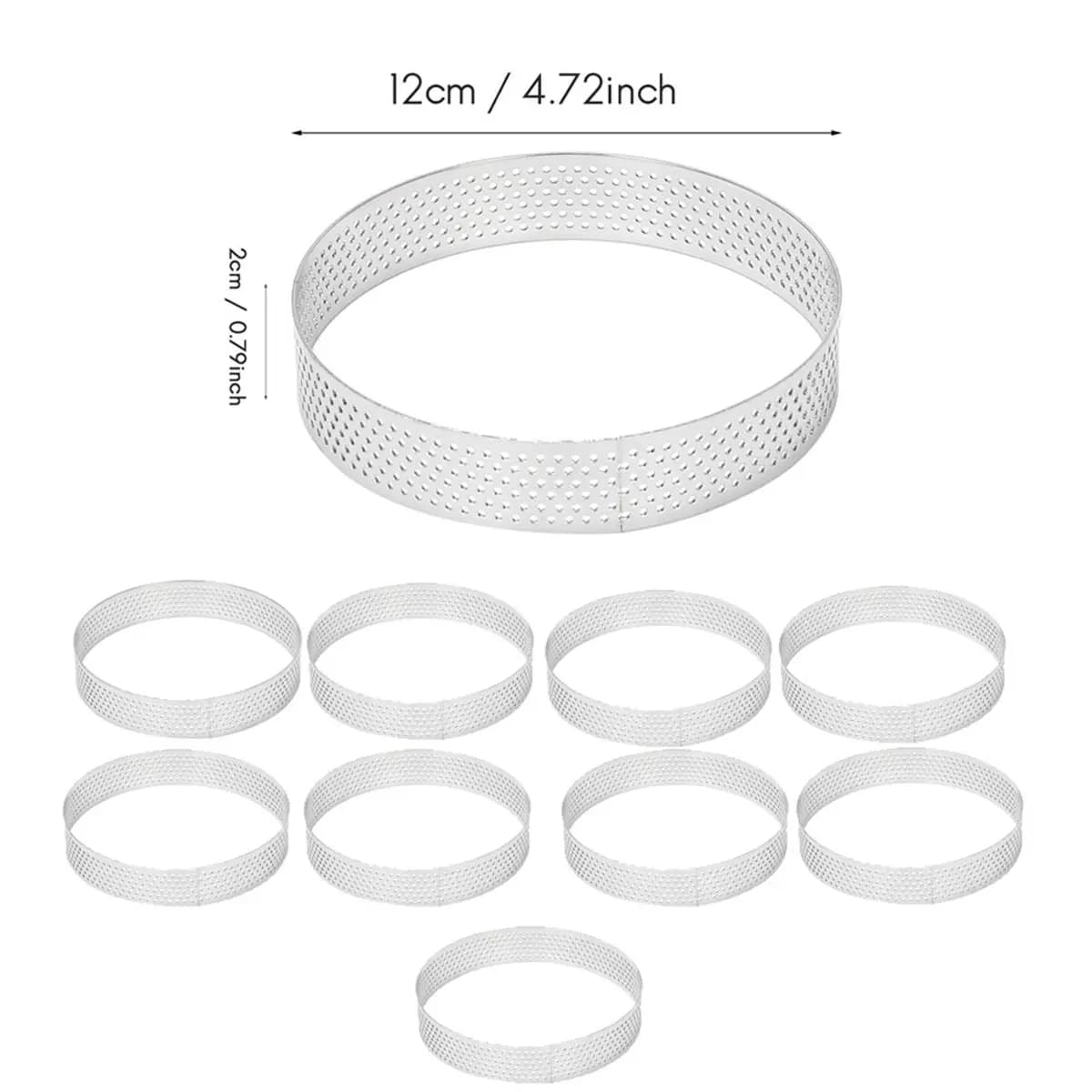2026 Nuovo 10 Pz 12 Centimetri Circolare Crostata Anelli con Fori In Acciaio Inox Torta di Frutta Quiches Torta Mousse Stampo Da Cucina Stampo di Cottura Strumento
