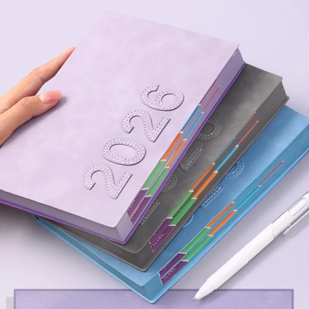 A5 2026 Agenda Libro Libro di calendario in PU strutturato Versione inglese Planner Promemoria Planner Notebook Agenda giornaliera Lista delle cose da fare