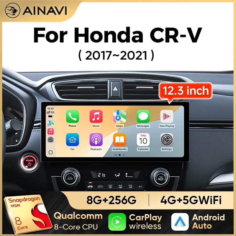 Ainavi 12.3 Pollici per Honda CRV CR-V 2017 2018 2019 2020 2021, Autoradio con Carplay Wireless e Android Auto, Lettore Multimediale per Auto