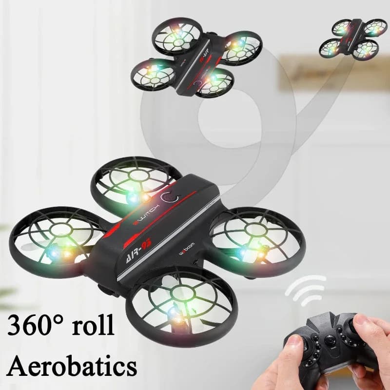 Drone RC con Telecamera HD, Aeromobile Telecomandato con Luci, Evitamento Ostacoli, Rotazione a 360°, Quadricottero Volante, Giocattolo per Bambini