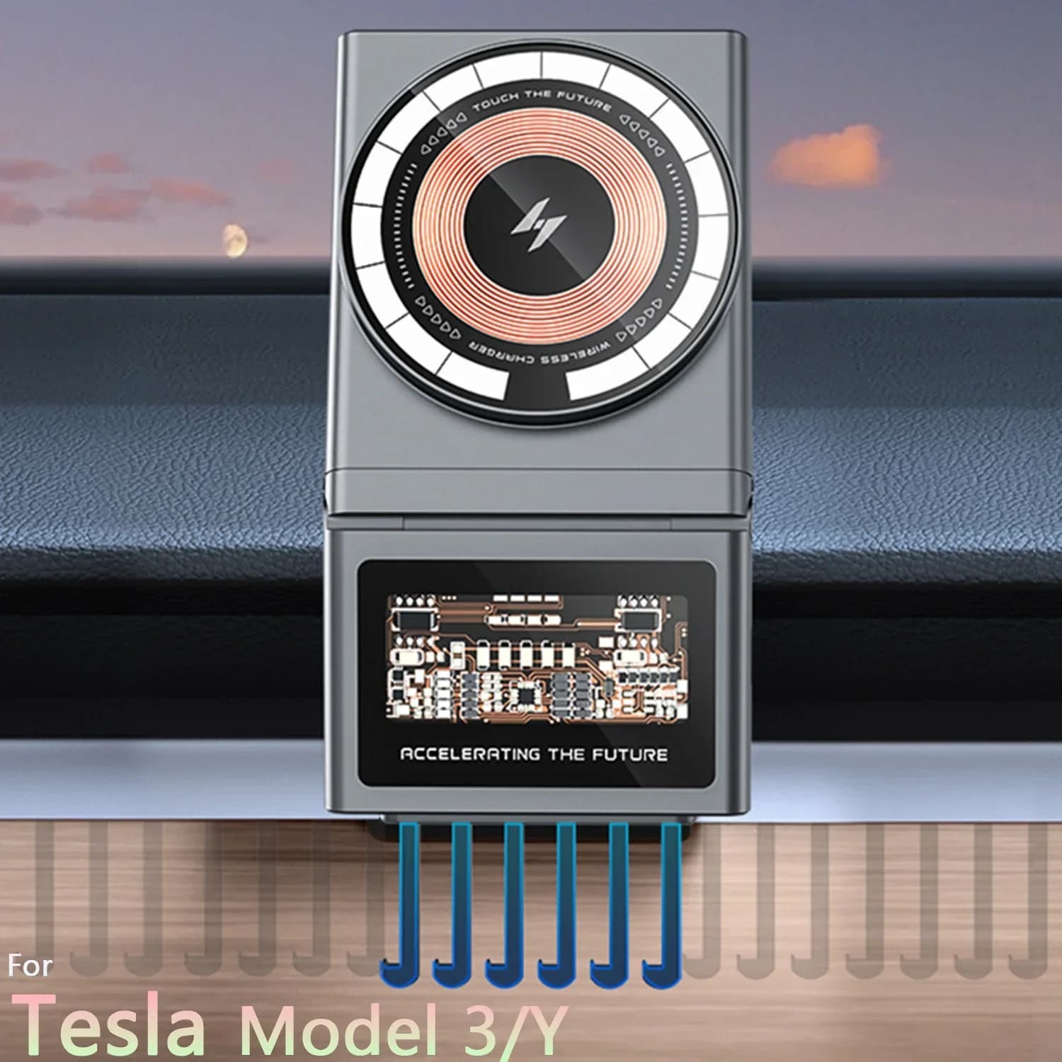 Supporto per telefono per auto magnetico per Tesla modello 3 modello Y caricabatterie wireless 15W supporto di ricarica per auto supporto MagSafe per iPhone