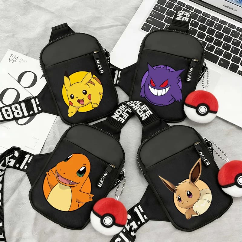Borsa a tracolla sportiva Pokemoned per donna, uomo, ragazzo, ragazza, marsupio multifunzione, borsa a cintura, portafoglio, regalo di compleanno