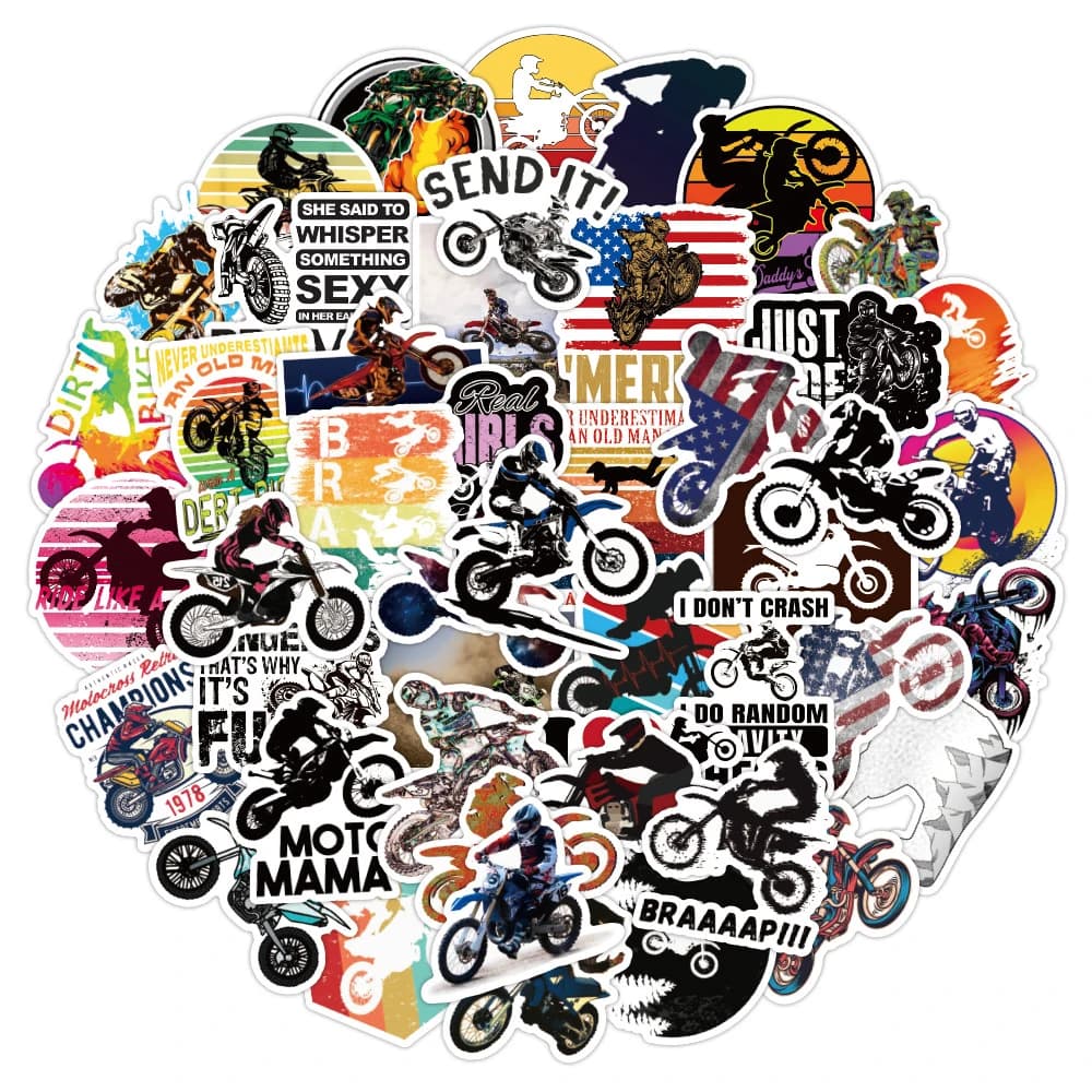 10/30/50 Pezzi Adesivi Cool per Motocross, Moto, Graffiti, Impermeabili, per Laptop, Casco, Telefono, Auto