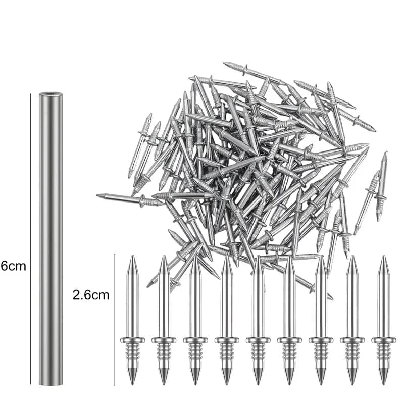 300/500Pcs Double-Headed Threaded Wall Nails Invisible No Trace Safety Screw Nails for Skirting Board Cement Wood Metal Fixing